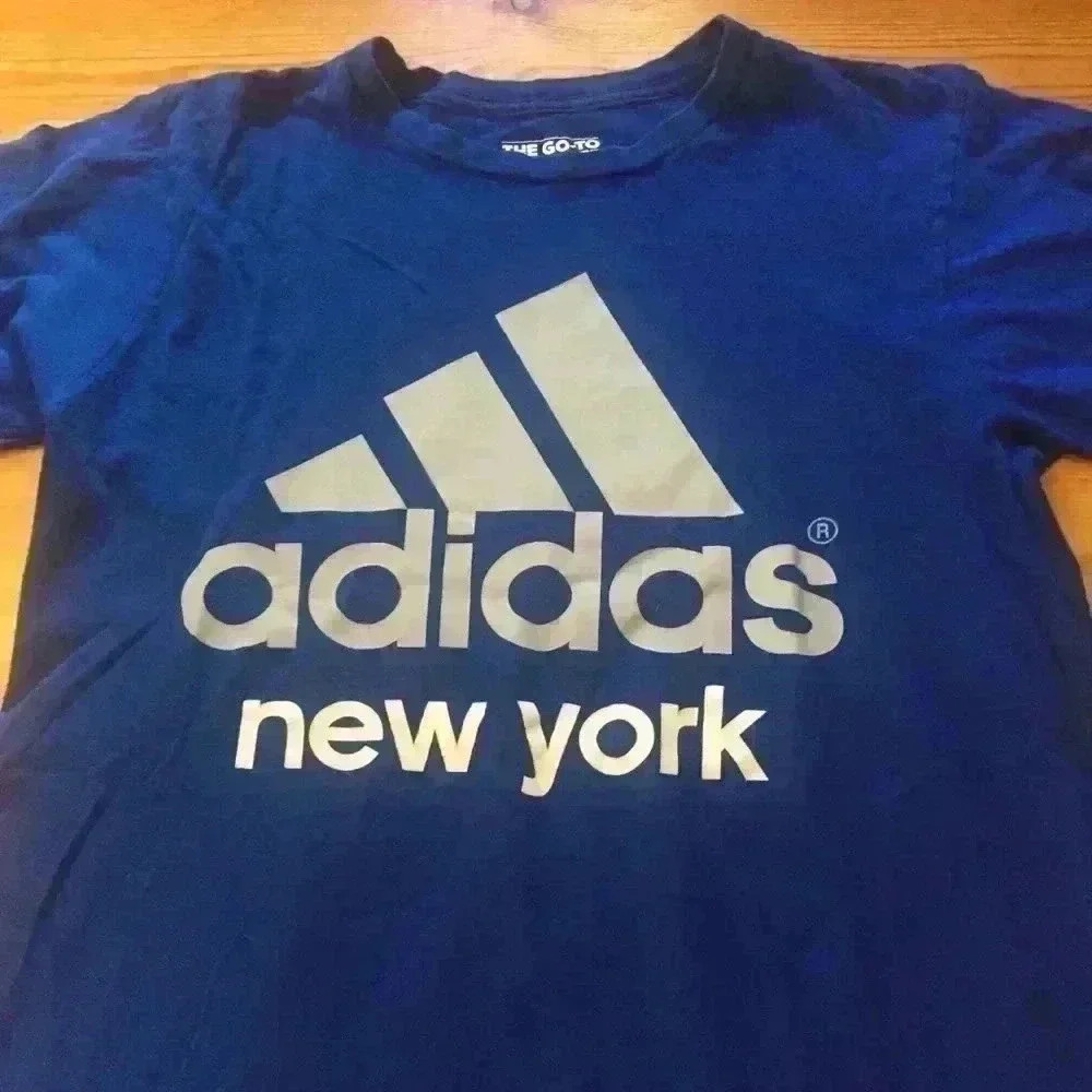 Adidas New York Men’s M Cotton blue gray T-shirt